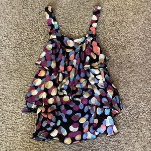 Anthropologie Odille Silk Multi Colored Ruffled Blouse, size 4